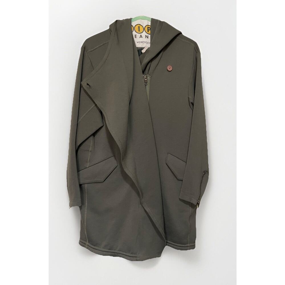 Womens Carbon38 Olive Green Performance Asymmetrical Zip Anorak Hoodie Jacket-S - Picture 3 of 5